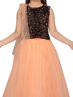 Peach sequins net stitched lehenga 4