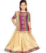 Fawn self design silk stitched lehenga