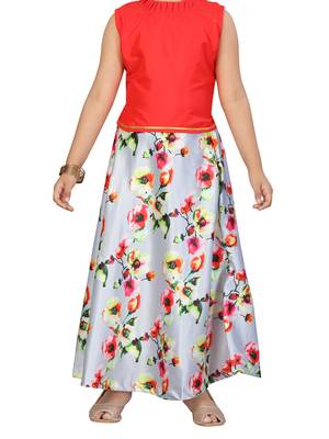 Grey plain silk stitched lehenga 2