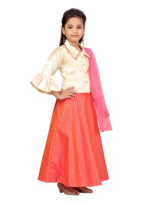 Pink printed silk stitched lehenga 2