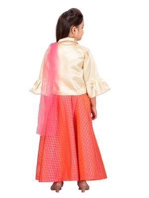 Pink printed silk stitched lehenga 3