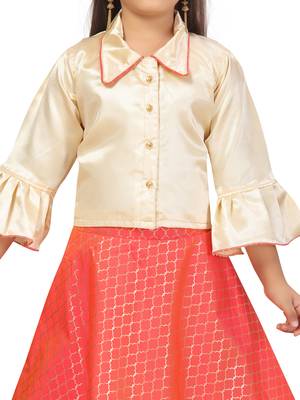 Pink printed silk stitched lehenga 4