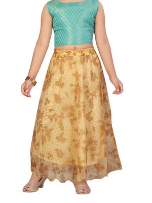 Fawn self design net stitched lehenga 4