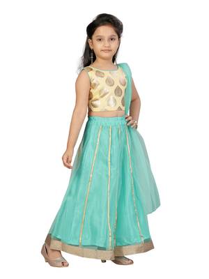 Sea-green printed net stitched lehenga 2
