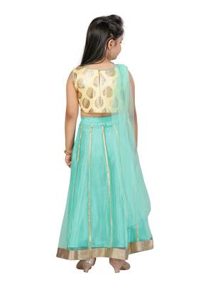 Sea-green printed net stitched lehenga 3