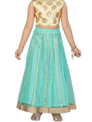 Sea-green printed net stitched lehenga 4