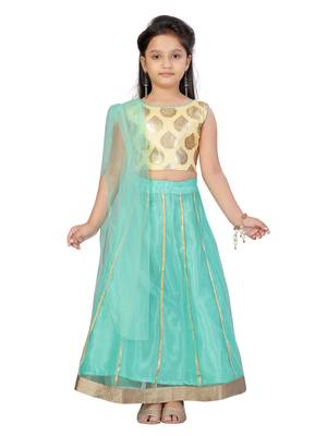 Sea-green printed net stitched lehenga 5
