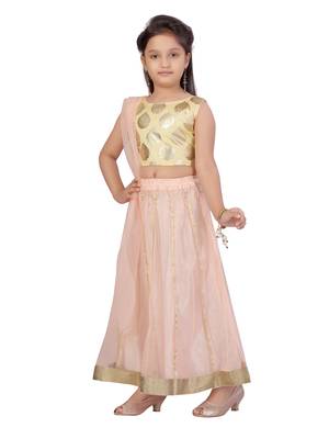 Peach printed net stitched lehenga 2