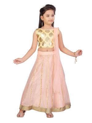 Peach printed net stitched lehenga 5