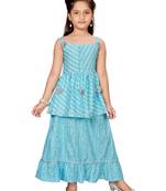 Turquoise gotta patti polyester stitched lehenga