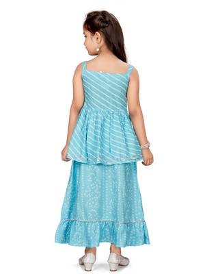 Turquoise gotta patti polyester stitched lehenga 3