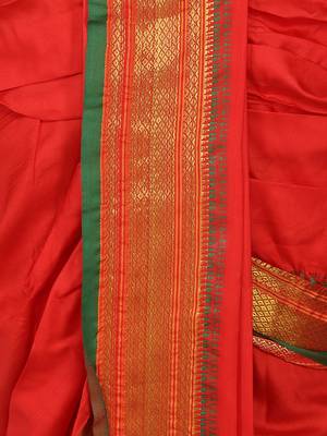 Red plain silk stitched saree 3