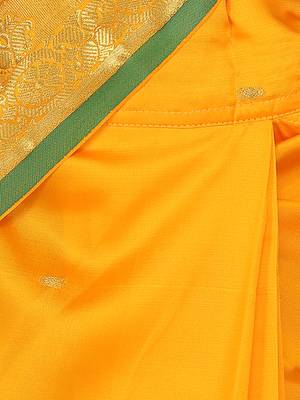 Yellow plain silk stitched saree 4