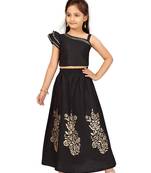 Black printed cotton stitched lehenga