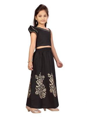 Black printed cotton stitched lehenga 2