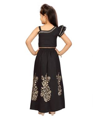Black printed cotton stitched lehenga 3