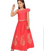 Red printed cotton stitched lehenga