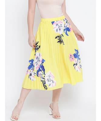 Gloden glash beauty yellow pleated women skirt 1