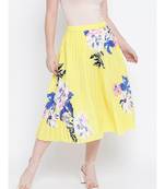 Gloden glash beauty yellow pleated women skirt