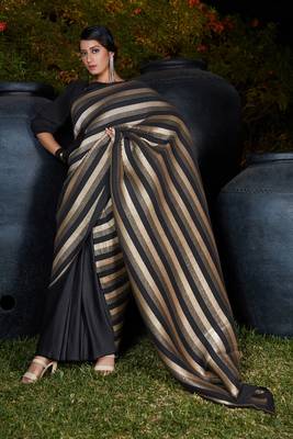 Black woven silk saree with blouse 1