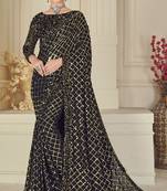 Black embroidered silk saree with blouse