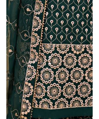 dark green georgette semi stitched embroidered top & bottom with dupatta 4
