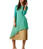 Green woven georgette ethnic-kurtis