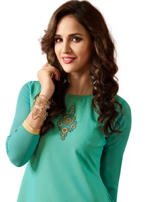 Green woven georgette ethnic-kurtis 2