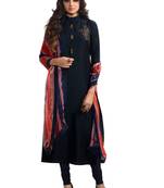 Blue embroidered cotton poly ethnic-kurtis