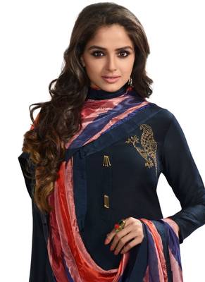 Blue embroidered cotton poly ethnic-kurtis 2