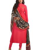 Peach embroidered cotton poly ethnic-kurtis