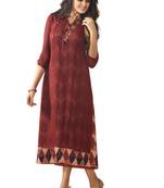 Maroon embroidered georgette ethnic-kurtis