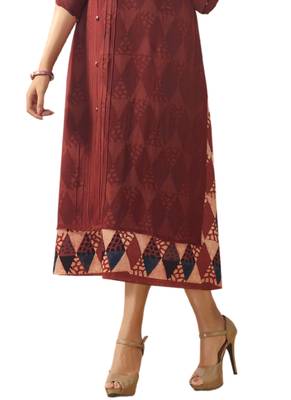 Maroon embroidered georgette ethnic-kurtis 3