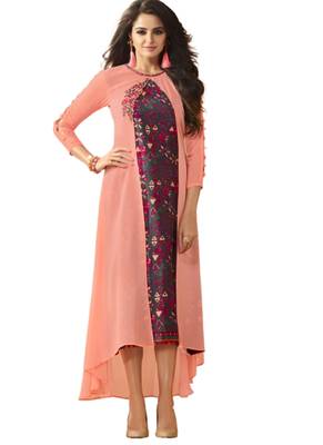 Pink embroidered georgette ethnic-kurtis 1