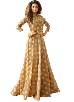 Beige printed cotton poly ethnic-kurtis 1