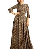 Brown printed cotton poly ethnic-kurtis