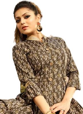 Brown printed cotton poly ethnic-kurtis 2