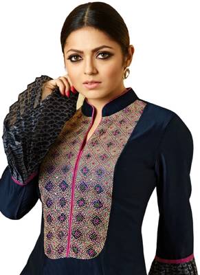 Blue embroidered cotton poly ethnic-kurtis 2