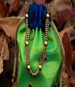 bagzVela Bluish Green Toned Real Mirror Work Silk Potli