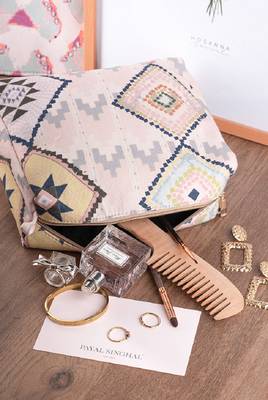 Payal Singhal Blush Mosaic Diamond Print Canvas Small Size Vanity Kit 1