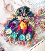 Payal Singhal Purple Ikat Star Print and Embroidered Sling Potli Bag for Women