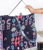 Payal Singhal Purple Ikat Star Print Canvas Tote Bag