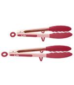 iLife Kitchen Tongs Rose Gold Non Stick BBQ Tongs with Heat Resistant Premium Silicone Tips Set of 2