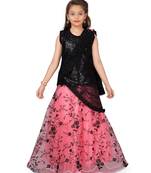 Red self design net stitched lehenga