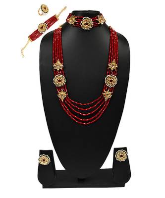multicolor beaded jewellery Brass  Necklace Pair of Earring Chokar Bracelet  Ring 1