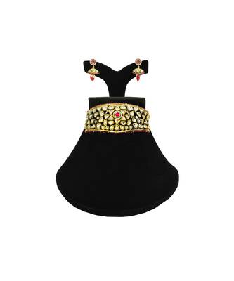 multicolor kundan Brass  choker Pair of Earring 1