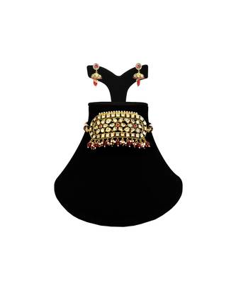 multicolor kundan Brass  choker Pair of Earring 1