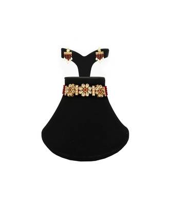 multicolor kundan Brass  choker Pair of Earring 1