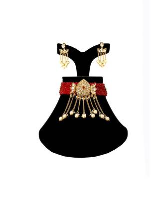 multicolor kundan Brass  choker Pair of Earring 1