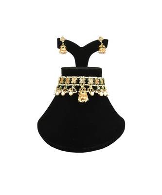 multicolor kundan Brass  choker Pair of Earring 1